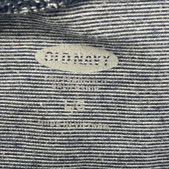 Old Navy Women’s Sz Large Blue White Striped Long Sleeve T Shirt Hoodie Pocket - Picture 3 of 3